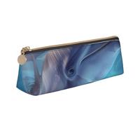 JCVOTREL Trousse à crayons en cuir imprimé avion - Sac de papeterie triangulaire avec fermeture éclair pour l'école, les voyages, le bureau, Winter the Dauphin, Taille unique, Trousse de maquillage