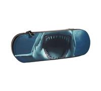 JCVOTREL Trousse à crayons en cuir imprimé requin - Trousse à crayons avec fermeture éclair pour l'école, les voyages, le bureau, Noir , Taille unique, Trousse de maquillage