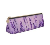 JCVOTREL Trousse à crayons en cuir imprimé tournesol et drapeau américain - Trousse triangulaire avec fermeture éclair pour l'école, les voyages, le bureau, Lavande violette romantique, Taille unique,