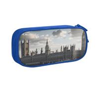 JCVOTREL Trousse à crayons imprimée Londres - Grande capacité - Avec fermeture éclair - Pour l'école, les voyages, le bureau, bleu, Taille unique, Trousse de maquillage