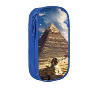 JCVOTREL Trousse à crayons imprimée Pyramides d'Égypte - Grande capacité - Avec fermeture éclair - Pour l'école, les voyages, le bureau, bleu, Taille unique, Trousse de maquillage
