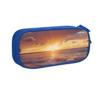 JCVOTREL Trousse à crayons imprimée Sunset Beach - Grande capacité - Avec fermeture éclair - Pour l'école, les voyages, le bureau, bleu, Taille unique, Trousse de maquillage
