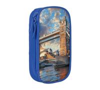 JCVOTREL Trousse à crayons imprimée Tower Bridge à Londres - Grande capacité - Avec fermeture éclair - Pour l'école, les voyages, le bureau, bleu, Taille unique, Trousse de maquillage