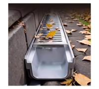 JCWGLY Caniveau Exterieur Drain De Canal Robuste, Canal en U SMC avec Couvercle De Grille en Acier Inoxydable - Drainage des Eaux Pluviales pour Patios, Allées Et Parkings(23.6x3.9x2.4 in)
