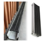 JCWGLY Caniveau Exterieur Drain De Tranchée en Résine SMC avec Grille PE - Drainage des Allées, des Patios Et des Canaux De Jardin pour Un Usage Résidentiel/Commercial(11.8x11.8 in)