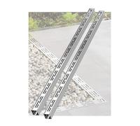 JCWGLY caniveau Exterieur Gouttières en Acier Inoxydable, Connecteurs À Angle Droit, Kit De Système De Drainage À Canal Étroit pour Cour Extérieure, De Patio Et D'allée(2 Pack Silver,5x5 cm)