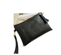 JCXIOC Pochette Porte-monnaie avec Dragonne Sac enveloppe vintage couleur unie for femme, en cuir PU, avec pompon, style décontracté, petit sac de jour(Black)