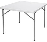 JCXIOC Table de mahjong pliante de 0,9 m pour intérieur ou extérieur, table pliante en plastique portable, table de jeu carrée utilitaire pour puzzle, artisanat, pique-nique, camping - Blanc
