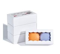 JCXPACK Lot de 12 boîtes à macarons blanches de qualité supérieure pour 2 macarons - 10,5 x 5,5 x 3,5 cm