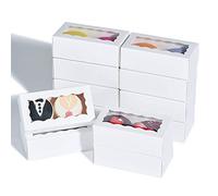 JCXPACK Lot de 50 boîtes cadeaux à macarons pour 2 personnes, 10,5 x 5,5 x 3,5 cm, boîtes cadeaux recouvertes de chocolat, emballage macaron pour mariage, fête, cadeaux de remerciement