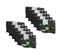 JCxYGAP 12/18 mm 10pk Noir sur Blanc et Noir sur Bande Transparente Compatible avec Tze-131 231 Compatible avec 550 100 330 imprimantes(12mm)