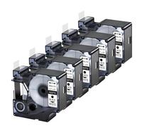 JCxYGAP 5PK D1 Rubans d'étiquettes 12 6 9 19 24mm 45013 45010 étiquette Multicolore Noir sur Blanc Compatible avec LabelManager 120P 210D 400 450(24mm Black on White)