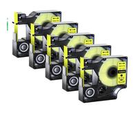 JCxYGAP 5PK D1 Rubans d'étiquettes 12 6 9 19 24mm 45013 45010 étiquette Multicolore Noir sur Blanc Compatible avec LabelManager 120P 210D 400 450(12mm Black on Yellow)