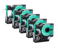JCxYGAP 5PK D1 Rubans d'étiquettes 12 6 9 19 24mm 45013 45010 étiquette Multicolore Noir sur Blanc Compatible avec LabelManager 120P 210D 400 450(12mm Black on Green)