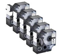 JCxYGAP 5PK D1 Rubans d'étiquettes 12 6 9 19 24mm 45013 45010 étiquette Multicolore Noir sur Blanc Compatible avec LabelManager 120P 210D 400 450(19mm Black on Clear)