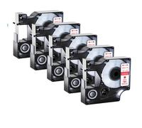 JCxYGAP 5PK D1 Rubans d'étiquettes 12 6 9 19 24mm 45013 45010 étiquette Multicolore Noir sur Blanc Compatible avec LabelManager 120P 210D 400 450(12mm Red on White)