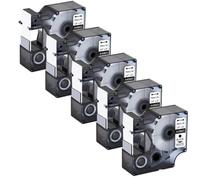 JCxYGAP 5PK D1 Rubans d'étiquettes 12 6 9 19 24mm 45013 45010 étiquette Multicolore Noir sur Blanc Compatible avec LabelManager 120P 210D 400 450(19mm Black on White)