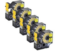 JCxYGAP 5PK D1 Rubans d'étiquettes 12 6 9 19 24mm 45013 45010 étiquette Multicolore Noir sur Blanc Compatible avec LabelManager 120P 210D 400 450(19mm Black on Yellow)