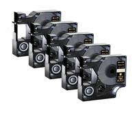 JCxYGAP 5PK D1 Rubans d'étiquettes 12 6 9 19 24mm 45013 45010 étiquette Multicolore Noir sur Blanc Compatible avec LabelManager 120P 210D 400 450(12mm Gold on Black)