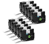 JCxYGAP Étiquette 18mm Ruban Noir sur Blanc 1PK 10PK Remplacement pour TZ241 TZE241 Compatible avec la Machine à étiquettes(10Pcs-18mm-AZE-241)
