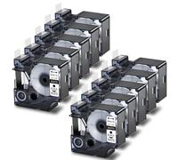 JCxYGAP Étiquettes de Bande Standard de 24 mm D1 10pk Noir sur Blanc laminé Compatible avec des imprimantes Duo 53713 et 450