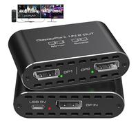 JCYMELE Double 4K@120Hz Extended Displayport à 2 DP Adaptateur Display Port Splitter pour Deux Moniteurs 1 en 2 Out Support MST & SST Mode pour PC Ordinateur Portable Carte Graphique