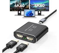 JCYMELE Double 4K@60Hz USB C vers Double HDMI Adaptateur pour 2 Moniteurs Type C vers HDMI Splitter 1 en 2 Sortie pour Ordinateurs Portables MacBook Pro Air [macOS Uniquement en Charge Le Mode SST]