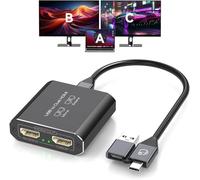 JCYMELE HDMI Splitter Extended Display pour Double Monitor USB A & C à 2 HDMI Adaptateur 1 en 2 Out pour Ordinateur Portable Support MST & SST Modes; 4K@30Hz Sortie 1, 1080p Sortie 2