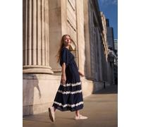 JD Williams Anthology By JD Williams Blue Premium 100% Cotton Puff Sleeve Dress Blue 8