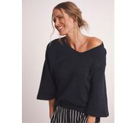 JD Williams Anthology By JD Williams Blue Premium Half Sleeve V-Neck Knitted Jumper With Wool