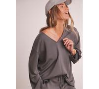 JD Williams Anthology By JD Williams Grey Premium V Neck Seam Detail Modal Sweatshirt