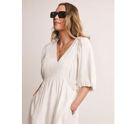 JD Williams Anthology By JD Williams White Premium 100% Cotton Puff Sleeve Dress White 8