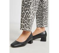 JD Williams Heavenly Soles By JD Williams Black PU Extra Wide Fit Low Block Heels Court Shoes Black Pu EU 41 (UK 8)