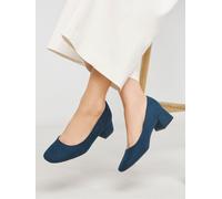 JD Williams Heavenly Soles By JD Williams Blue Extra Wide Fit Low Block Heels Court Shoes Blue EU 37 (UK 4)