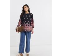 JD Williams JD Williams Black Border Print Peplum Top