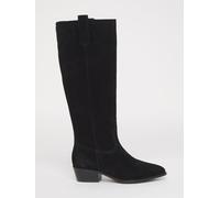 JD Williams JD Williams Black Extra Wide Fit Knee High Real Suede Westen Boots In Curvy Calf