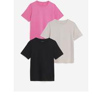 JD Williams JD Williams Black /Natural/Pink Crew Neck Short Sleeve T-Shirt 3 Pack