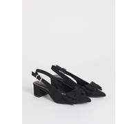 JD Williams JD Williams Black Wide Fit Low Block Heel Slingbacks With Bow Black EU 39 (UK 6)