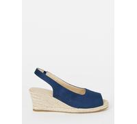 JD Williams JD Williams Blue Extra Wide Fit Peep Toe Slingback Espadrille Wedges