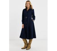 JD Williams JD Williams Blue Long Sleeve Belted Denim Midi Dress Blue EU 54 (UK 26)