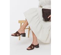 JD Williams JD Williams Brown Woven Mule Block Heel Sandals