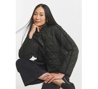 JD Williams JD Williams Green Animal Print Funnel Neck Short Quilted Jacket