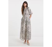 JD Williams JD Williams Grey Voile Bubble Sleeve Dress Grey 16