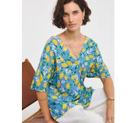 JD Williams JD Williams Lemon Print Crinkle Popover Top