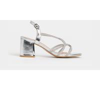 JD Williams JD Williams Silver Diamante Strappy Low Block Sandals