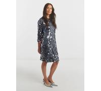 JD Williams JD Williams Silver Disc Sequin Mini Shift Dress Silver EU 36 (UK 8)