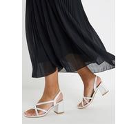JD Williams JD Williams Silver Extra Wide Fit Diamante Strap Block Heels