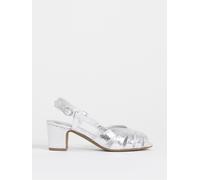 JD Williams JD Williams Silver Wide Fit Peep Toe Slingback Sandals