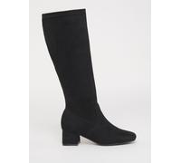 JD Williams JD Williams Soft Black Extra Wide Fit Low Block Heel Knee High Sock Boot