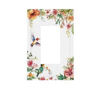 JDAKHD Couvercle d'interrupteur à bascule décoratif floral de ferme - Aquarelle - Colibri et printemps - Art botanique - Appareil unique compatible avec variateur d'intensité - Plaque murale
